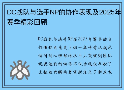 DC战队与选手NP的协作表现及2025年赛季精彩回顾